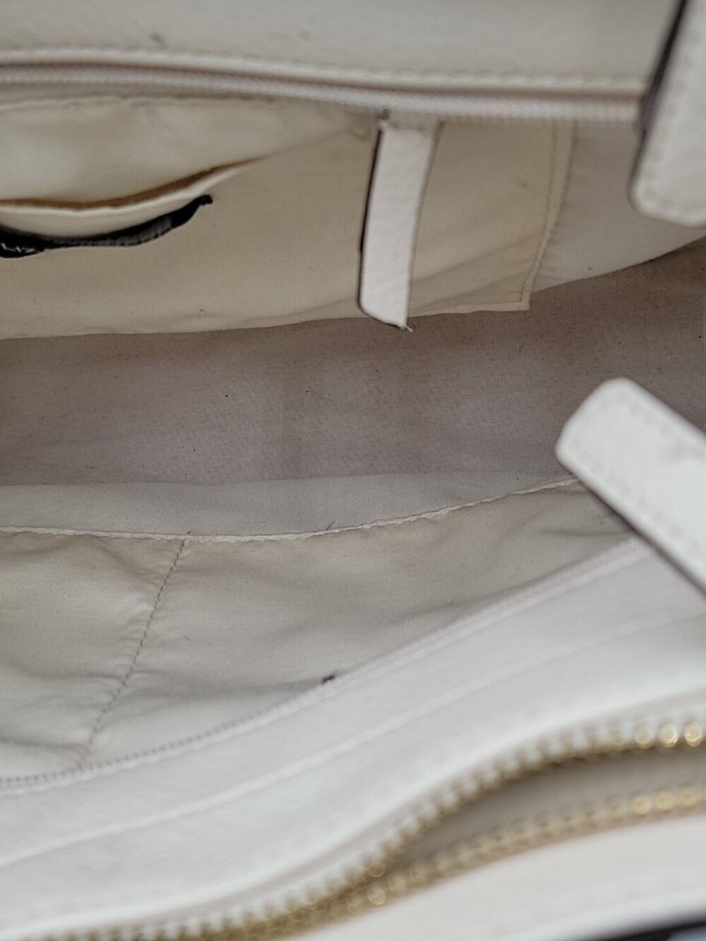 VintageLiz Claiborne Geometric Satchel Tote Bag Cream Taupe Canvas Faux Leather - Picture 4 of 16